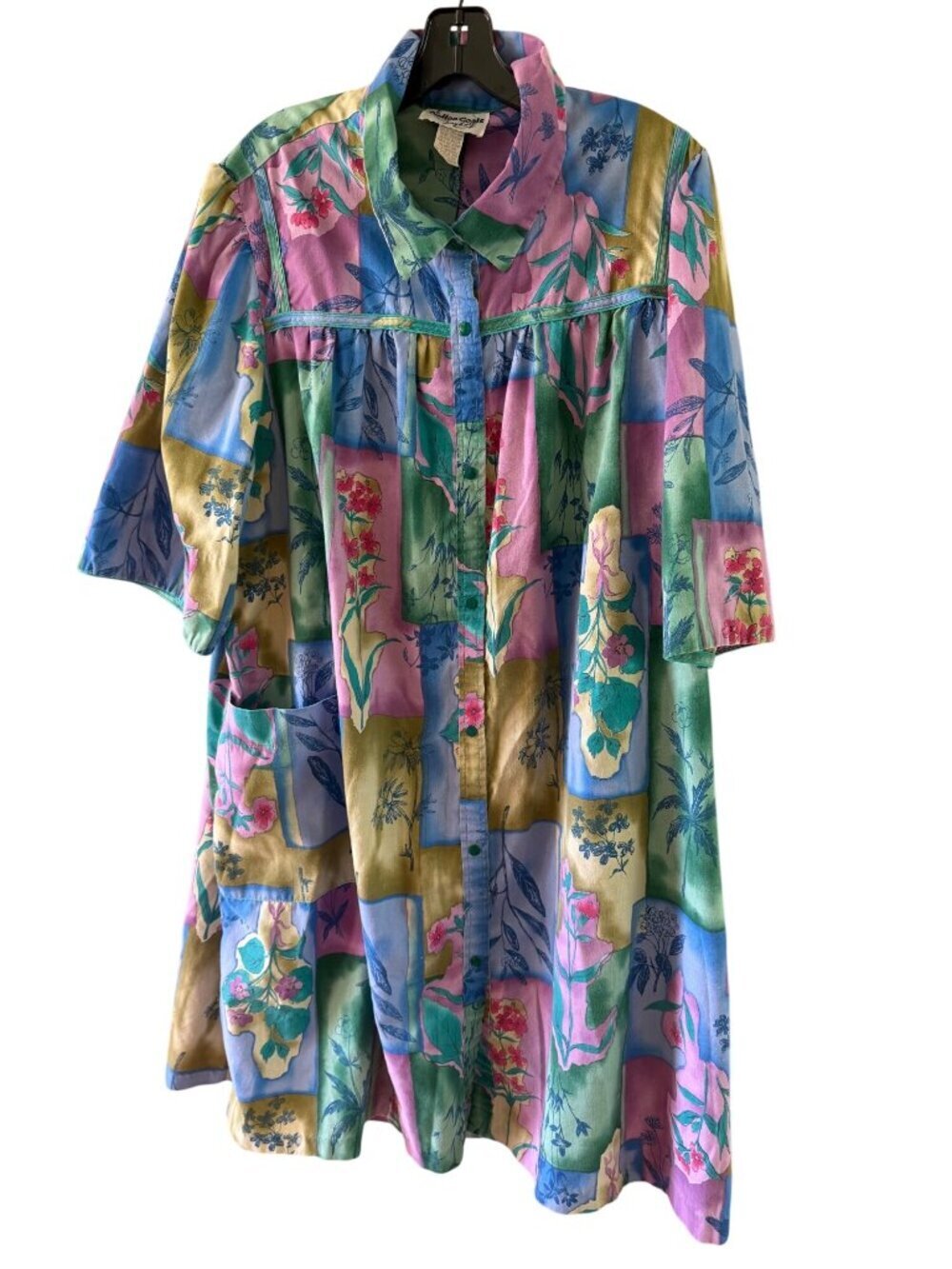Styled By Saybury Womens Snap Front House Dress Robe Size 3X Multicolor Vintage